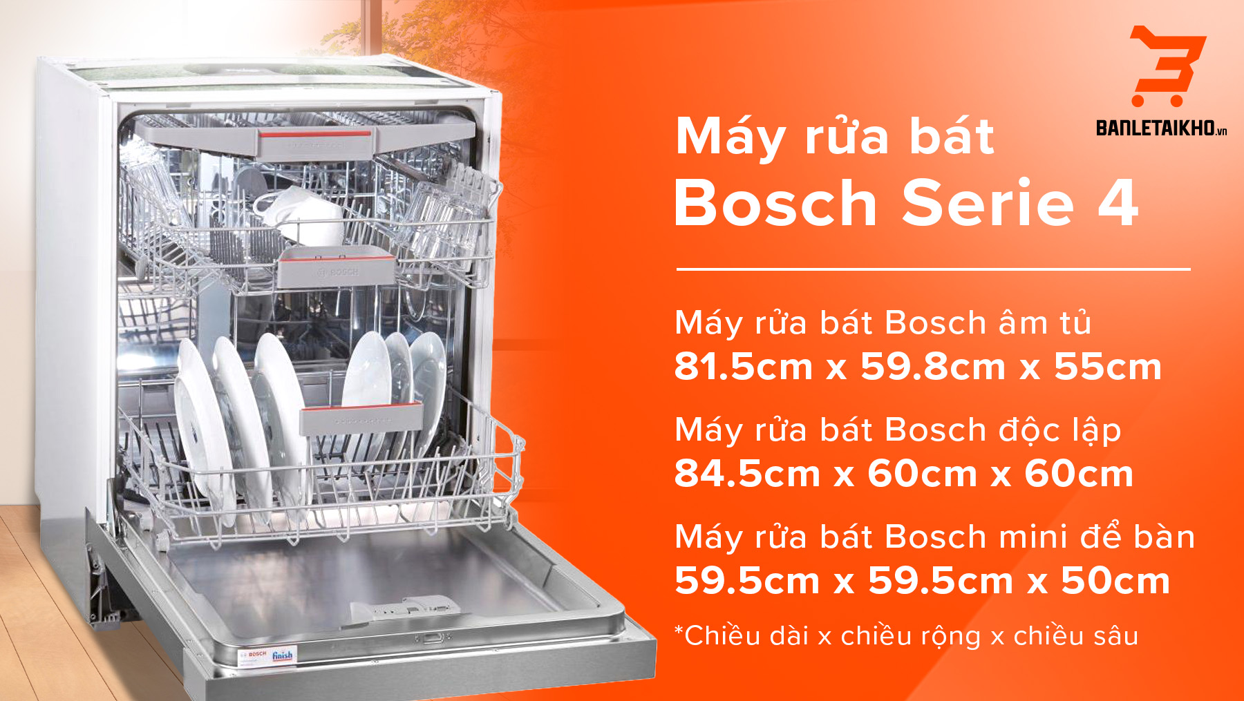 Tìm hiểu kích thước máy rửa bát Bosch chi tiết nhất 2025 7 Máy rửa bát Bosch Serie 4, đa dạng kích thước phù hợp với nhiều không gian bếp
