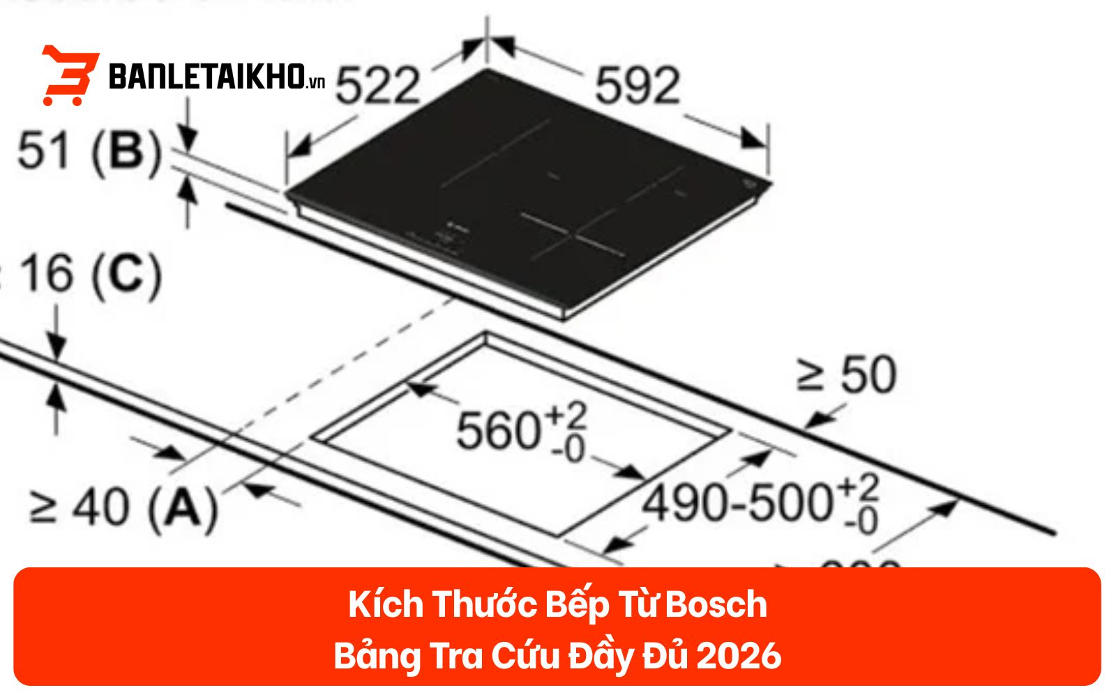 Kích Thước Bếp Từ Bosch — Bảng Tra Cứu Đầy Đủ 2026