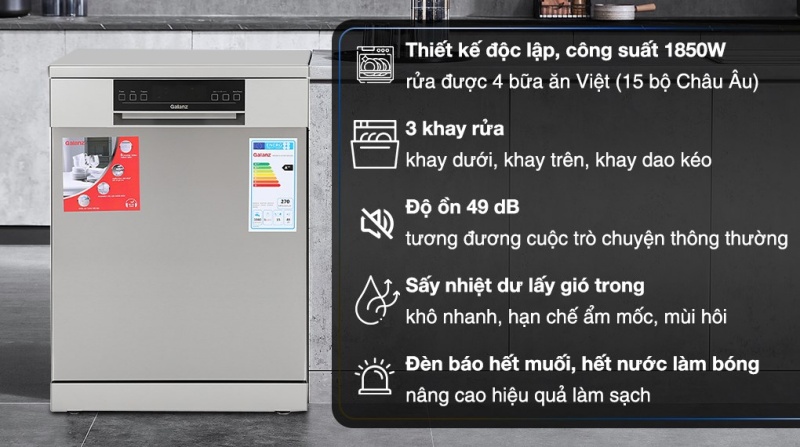 3 sản phẩm máy rửa chén Galanz dưới 10 triệu chất lượng nhất