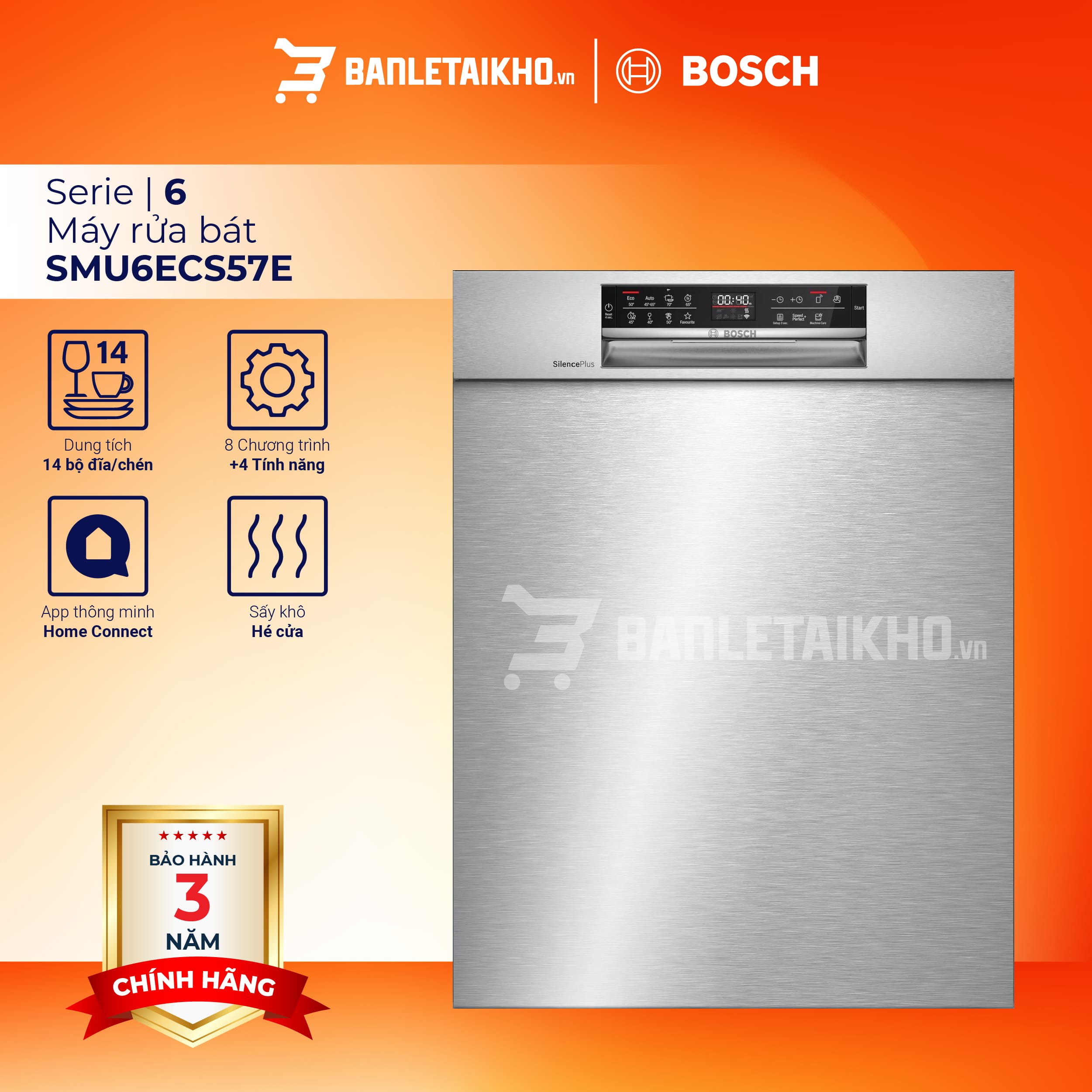 Máy Rửa Bát Bán Âm Bosch SMU6ECS57E Series 6