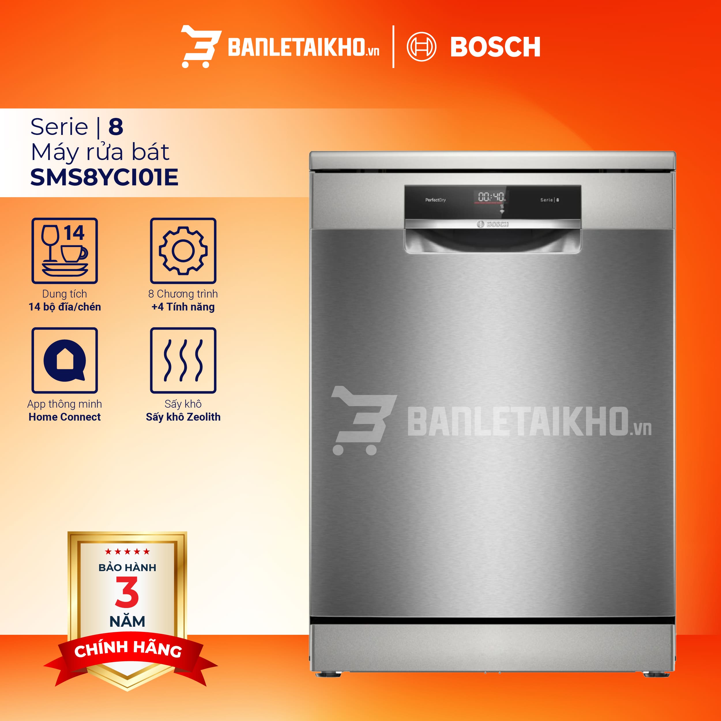 Máy Rửa Chén Bosch SMS8YCI01E Series 8