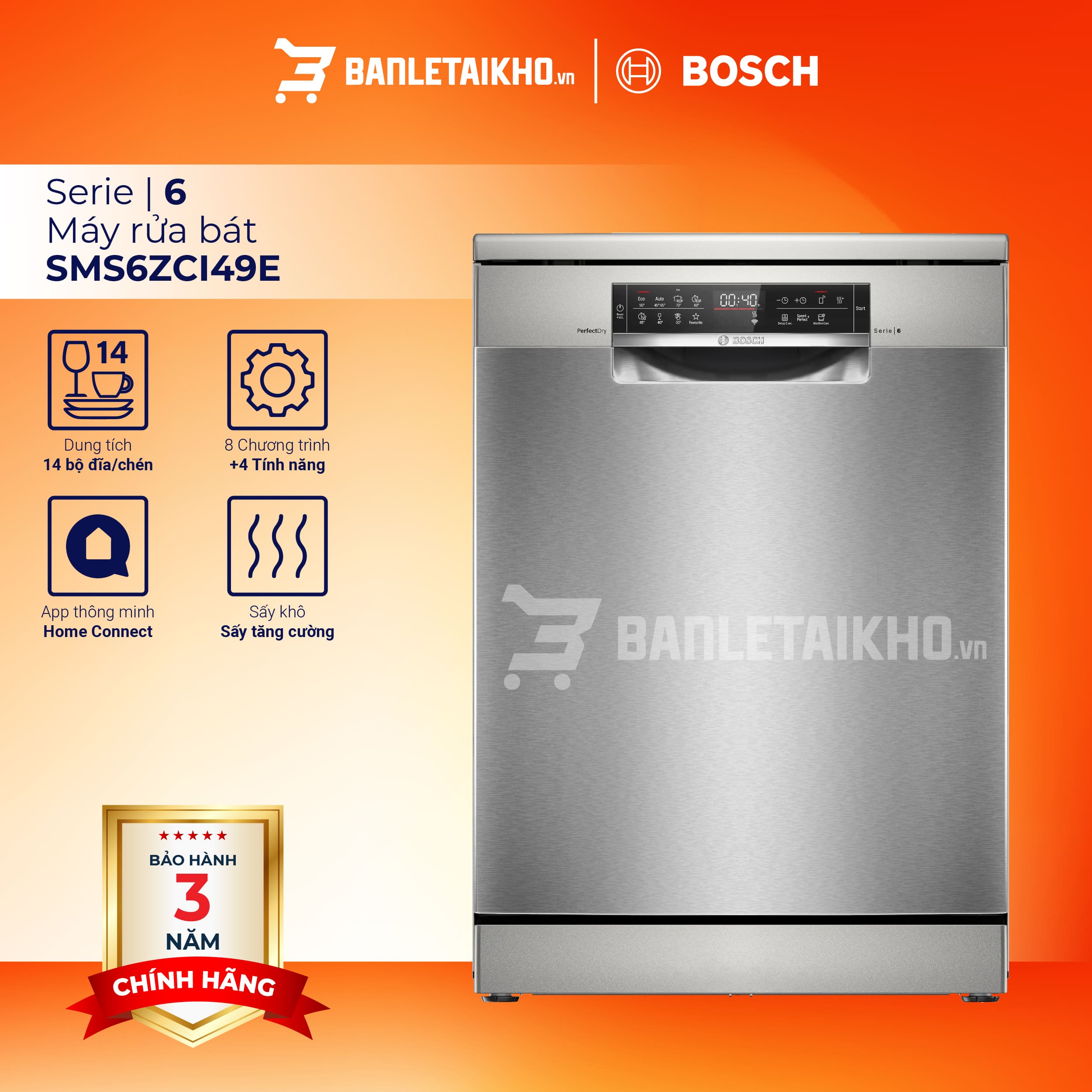 Máy rửa chén độc lập Bosch SMS6ZCI49E SERIE 6