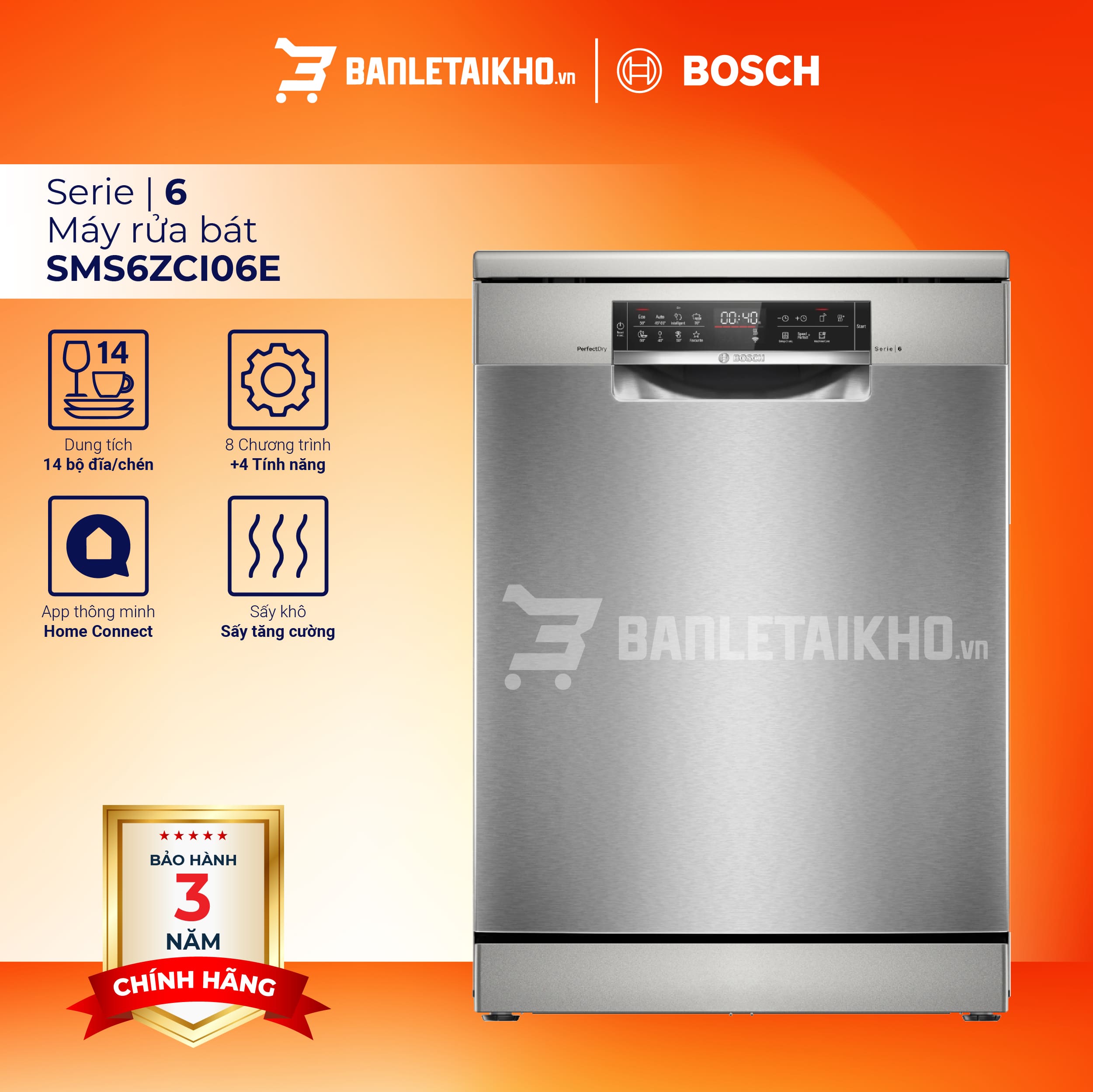 Máy rửa bát Bosch SMS6ZCI06E Serie 6