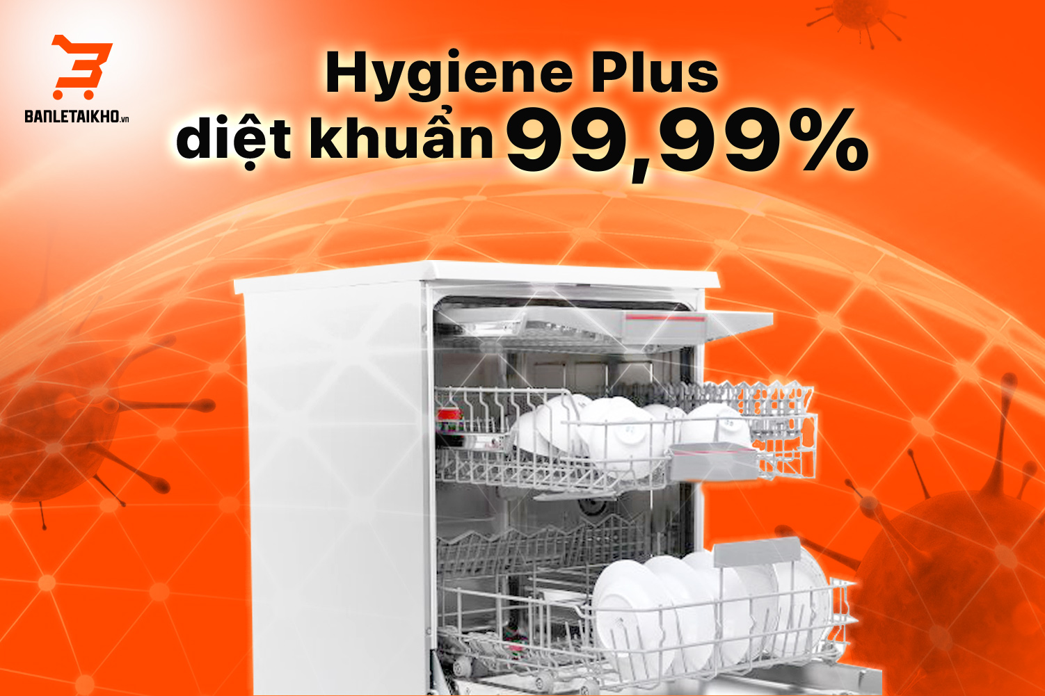 Chức năng rửa diệt khuẩn Hygiene Plus được kích hoạt giúp loại bỏ 99,99% vi khuẩn