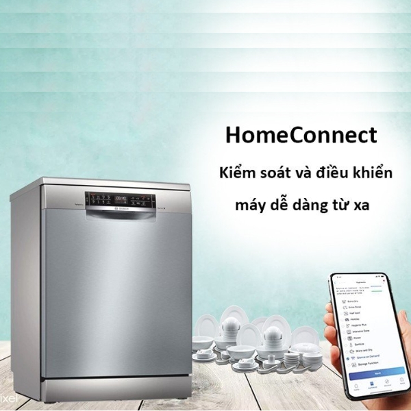 Với công nghệ Home Connect bạn chỉ cần ra lệnh bằng giọng nói để điều khiển máy rửa bát từ xa