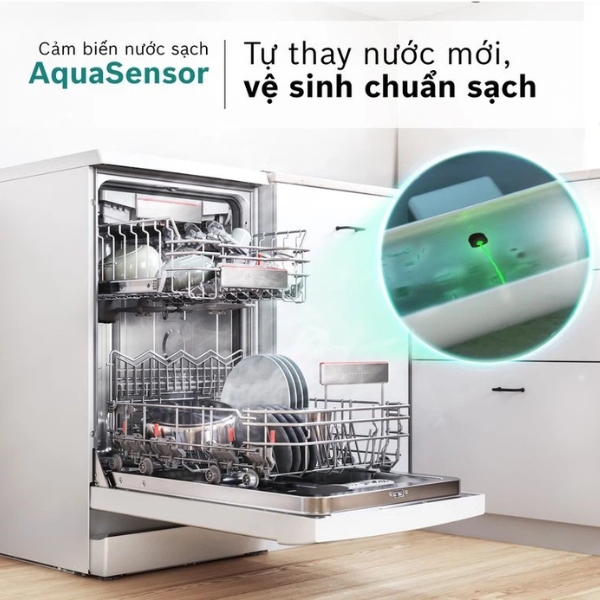 Máy rửa bát thông minh với cảm biến nước sẽ tự động điều chỉnh lượng nước phù hợp