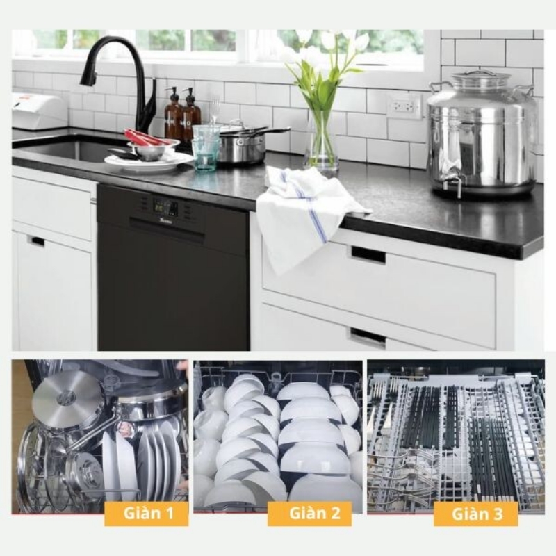 Dung tích lớn cùng thiết kế thông minh giúp bạn dễ dàng sắp xếp mọi loại bát đĩa