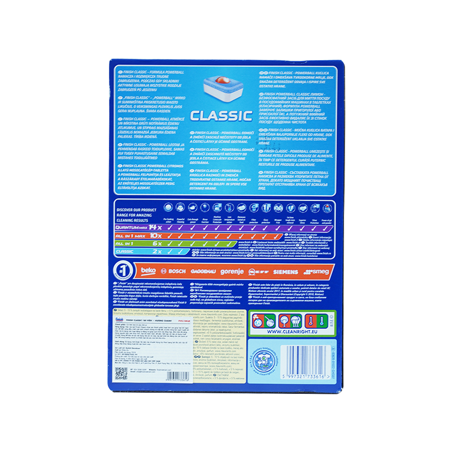 Vi&ecirc;n rửa b&aacute;t Finish Classic 100V Lemon dễ sử dụng v&agrave; tiện lợi.