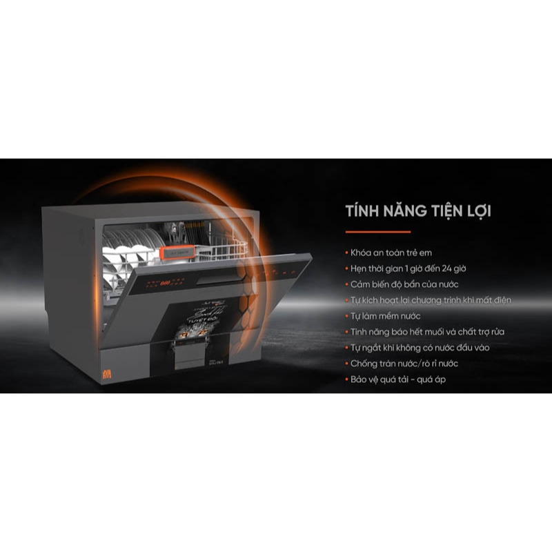 Máy rửa bát DWJ-060 tích hợp những tính năng tiện lợi thông minh
