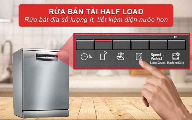 Chương trình Halfload giúp tiết kiệm điện và nước khi bạn cần rửa ít bát đĩa