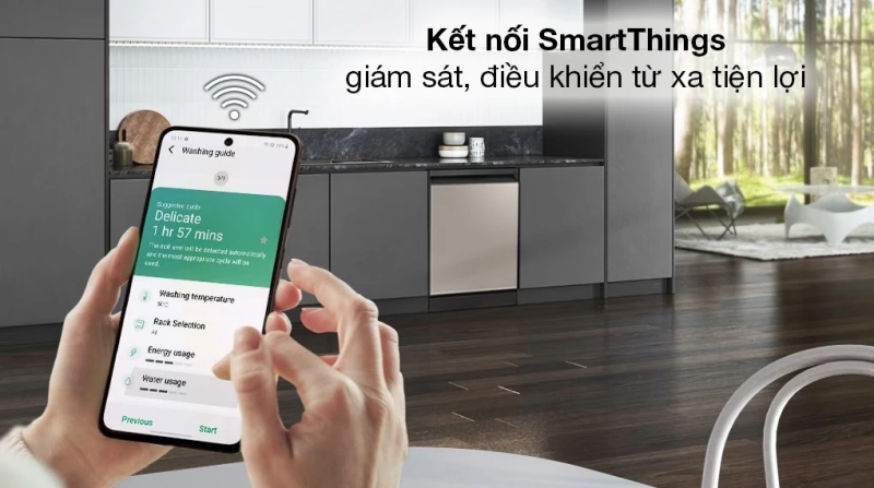 Ðiều khiển Samsung Bespoke DW60CB750FAPSV từ xa mọi lúc với kết nối SmartThings