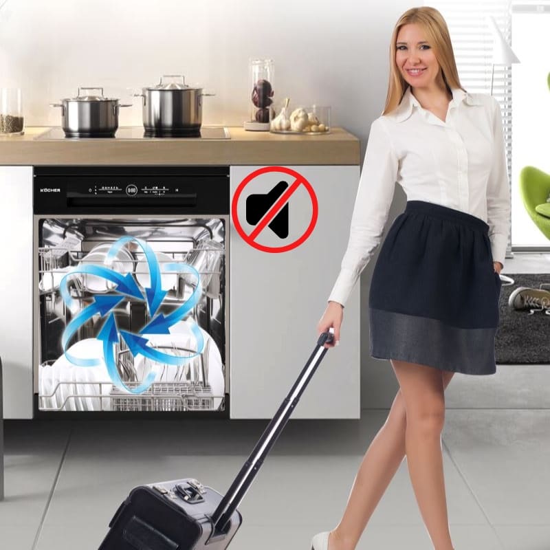 Máy rửa bát Kocher KDEU-8828SEMI 13 bộ vận hành êm ái, không gây tiếng ồn