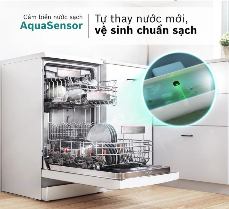 Cảm biến AquaSensor tự động điều chỉnh lượng nước, tăng cường hiệu quả rửa