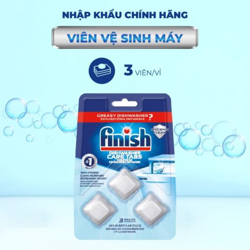 Viên vệ sinh máy rửa chén Finish - Vỉ 3 viên làm sạch hiệu quả trong chu trình rửa