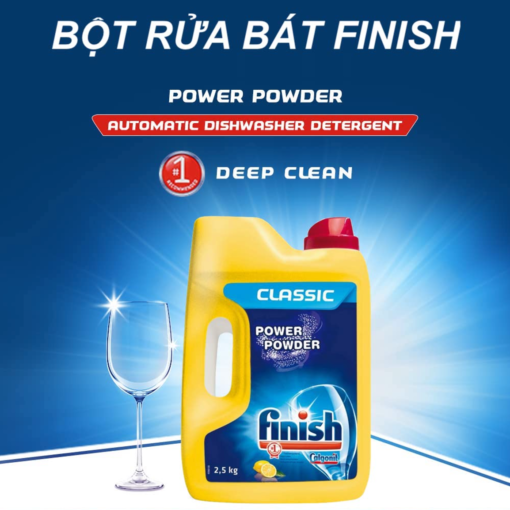 Bột rửa chén Finish 2.5kg Lemon giúp bảo trì và kéo dài tuổi thọ cho máy rửa bát