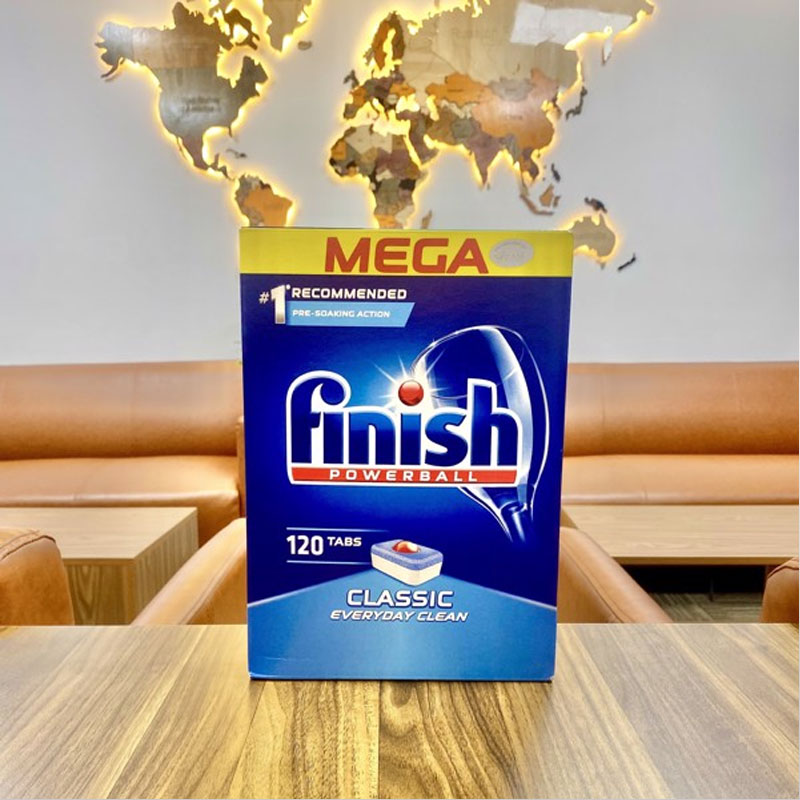 Viên rửa bát Finish Classic 120 viên có công thức làm sạch sâu
