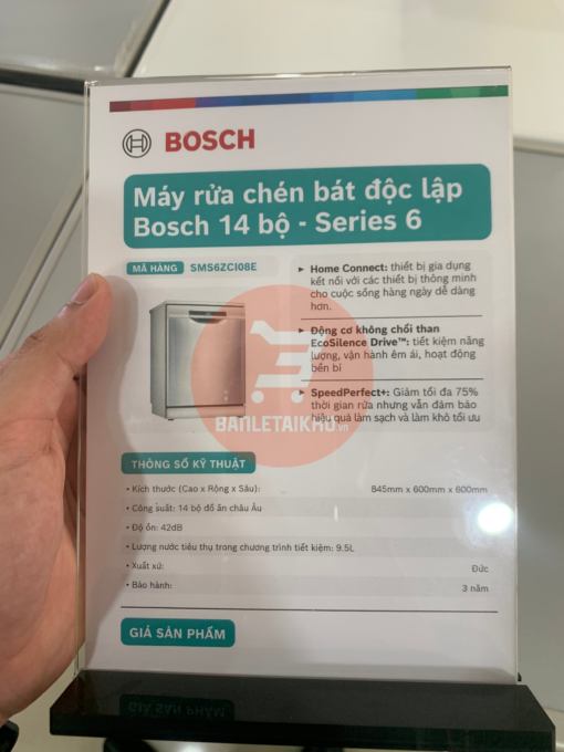 Thông Tin Máy Rửa Chén Độc Lập Series 6 Bosch SMS6ZCI08E