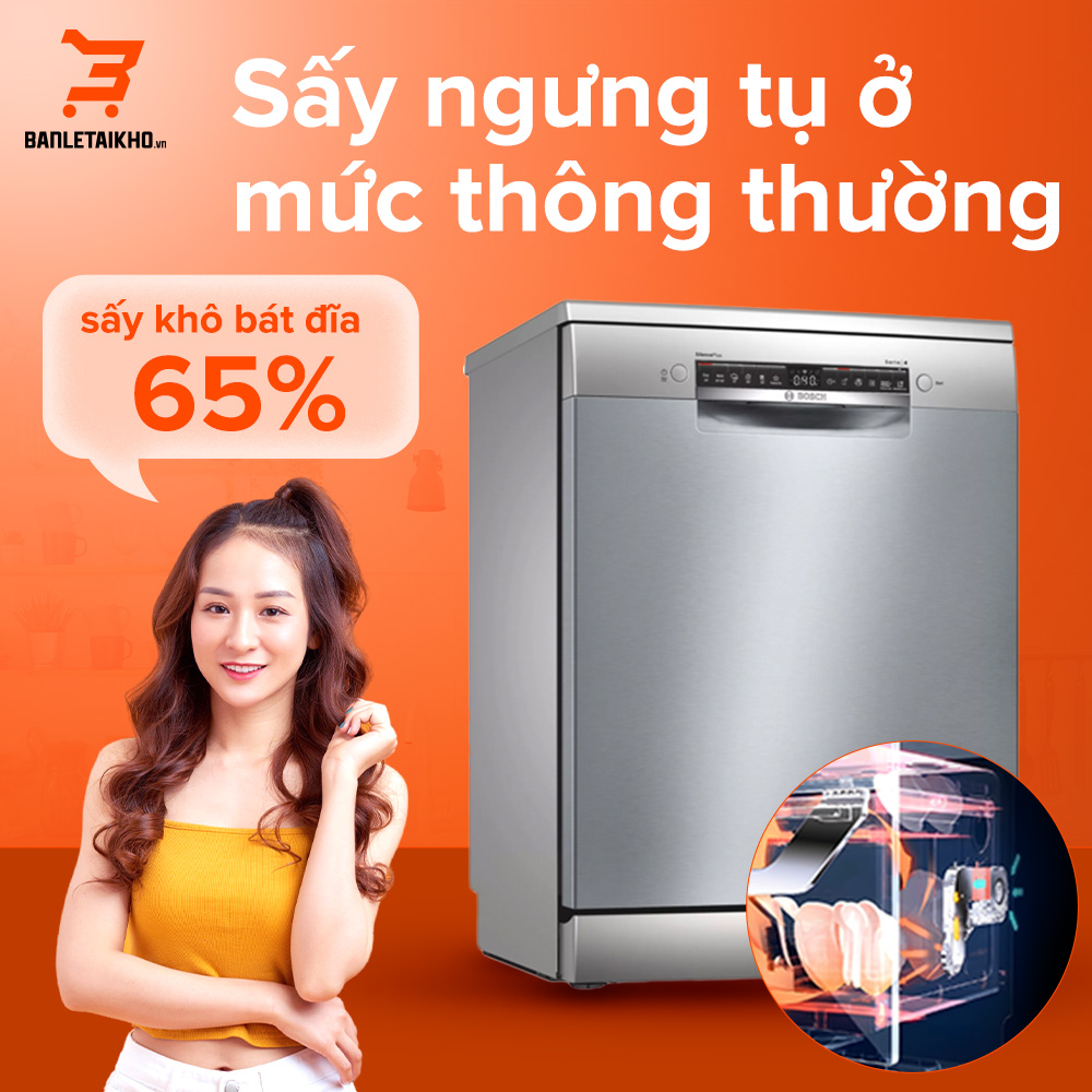 Máy rửa bát Bosch có khả năng sấy khô bát đĩa 65% ở mức độ thông thường