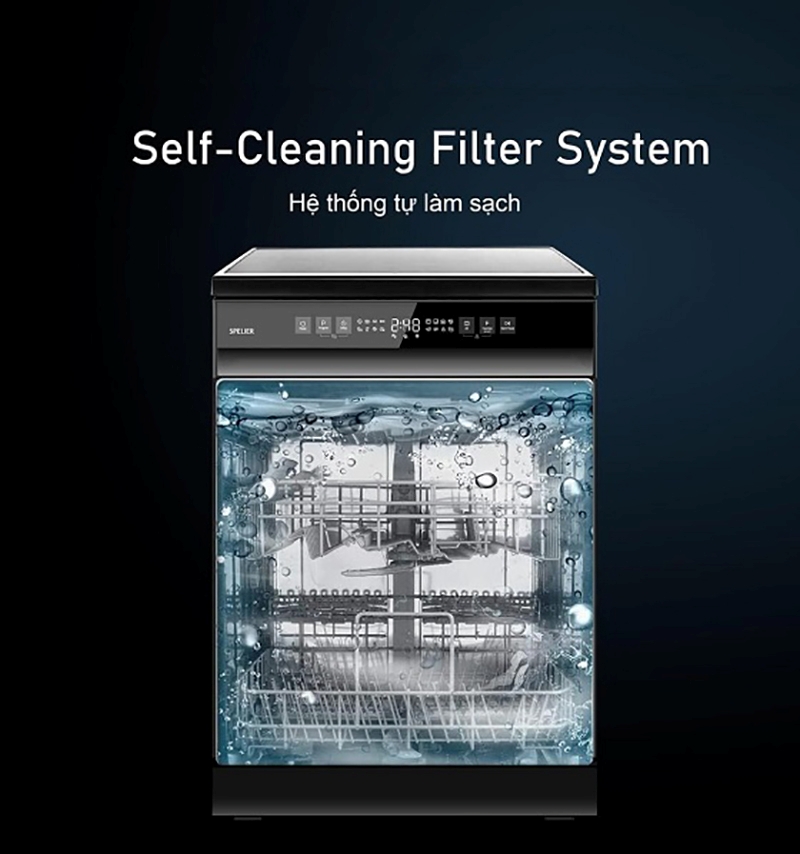 Hệ thống lọc tự làm sạch Self-Cleaning Filter System của máy rửa bát Spelier SP 16DWKT/G