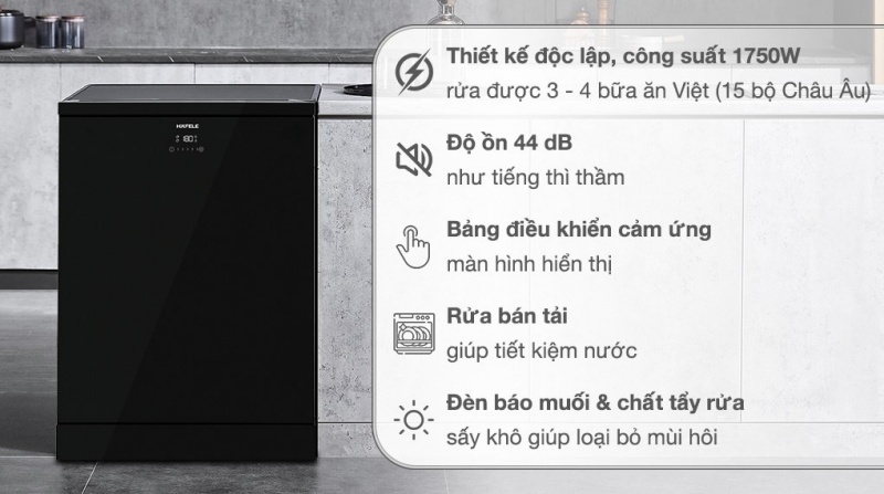 Kích thước máy rửa bát hafele