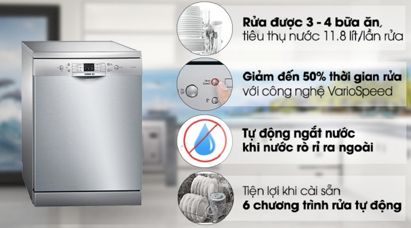 máy rửa chén bosch có sức chứa lớn